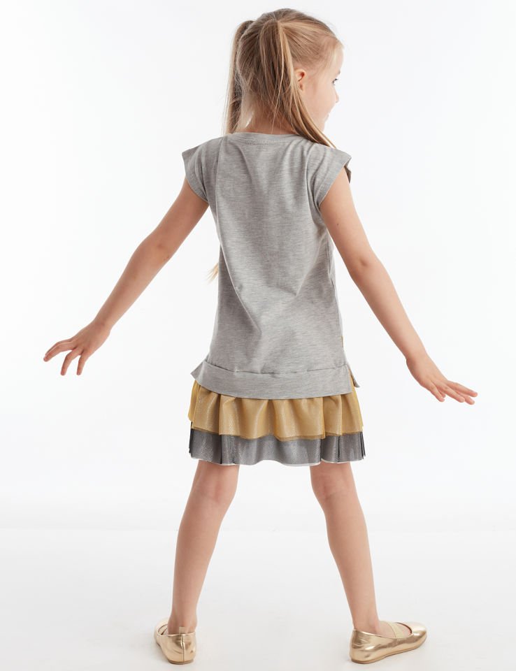 Mini Leopar Kız Çocuk Elbise 3 Y - Gri