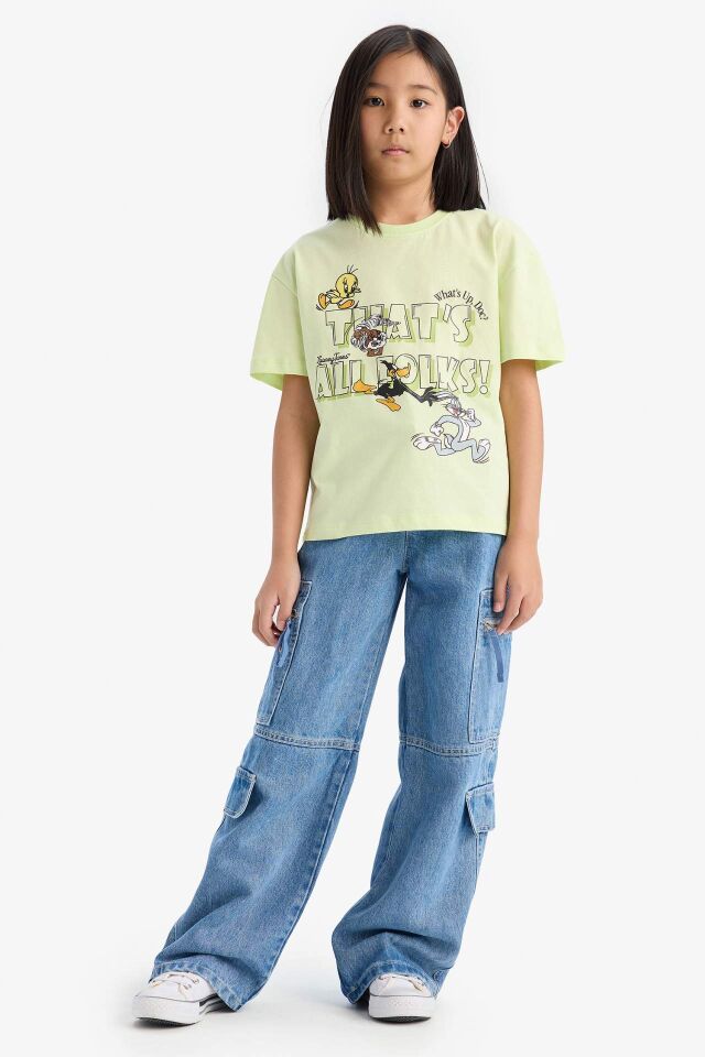Kız Çocuk Looney Tunes Relax Fit Bisiklet Yaka Kısa Kollu Tişört