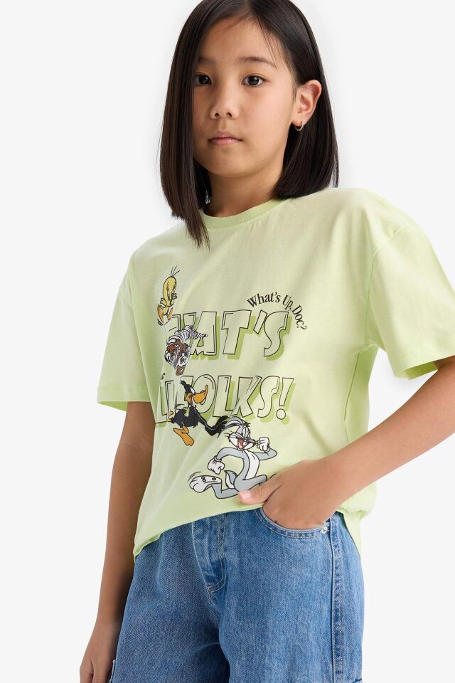 Kız Çocuk Looney Tunes Relax Fit Bisiklet Yaka Kısa Kollu Tişört