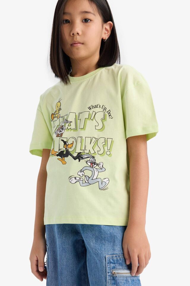 Kız Çocuk Looney Tunes Relax Fit Bisiklet Yaka Kısa Kollu Tişört