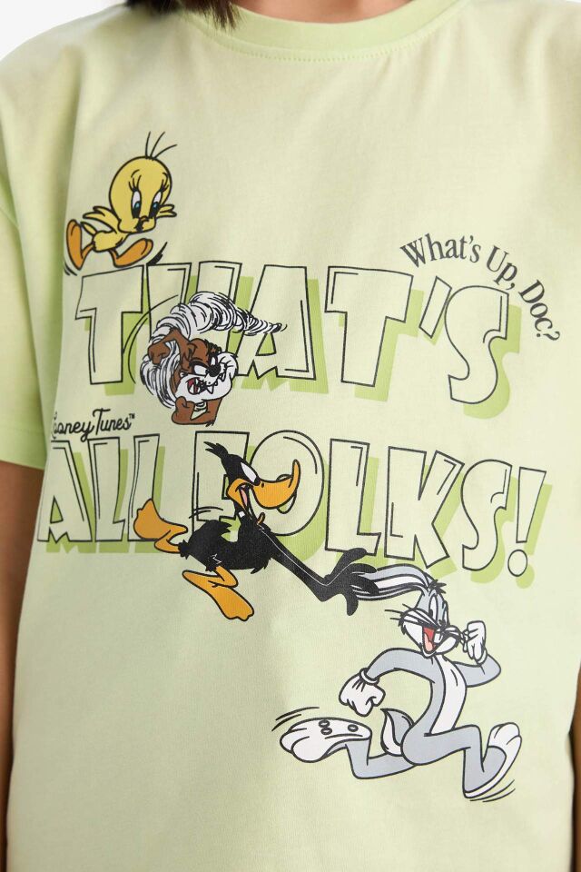 Kız Çocuk Looney Tunes Relax Fit Bisiklet Yaka Kısa Kollu Tişört