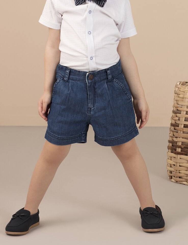 Pileli Erkek Çocuk Denim Şort