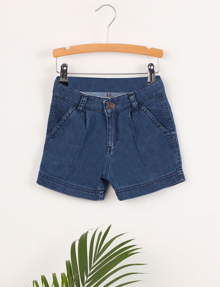 Pileli Erkek Çocuk Denim Şort