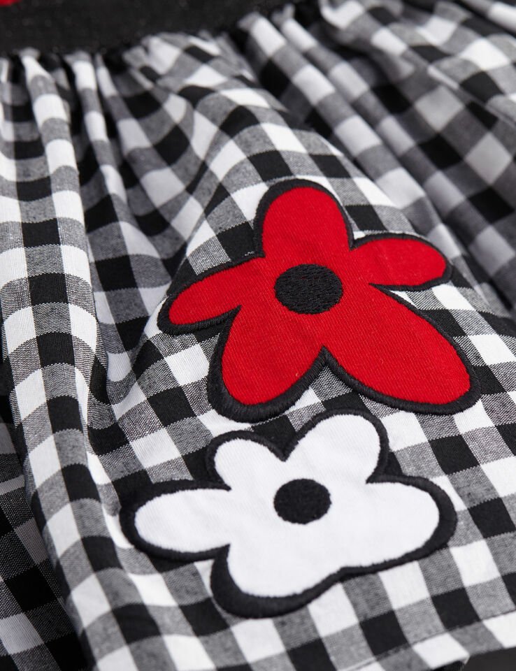 Zebra Ekoseli Kız Çocuk Elbise 7 Y - Kırmızı Beyaz Siyah