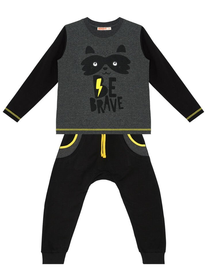 Be Brave Erkek Çocuk T-shirt Pantolon Takım 6 Y - Siyah