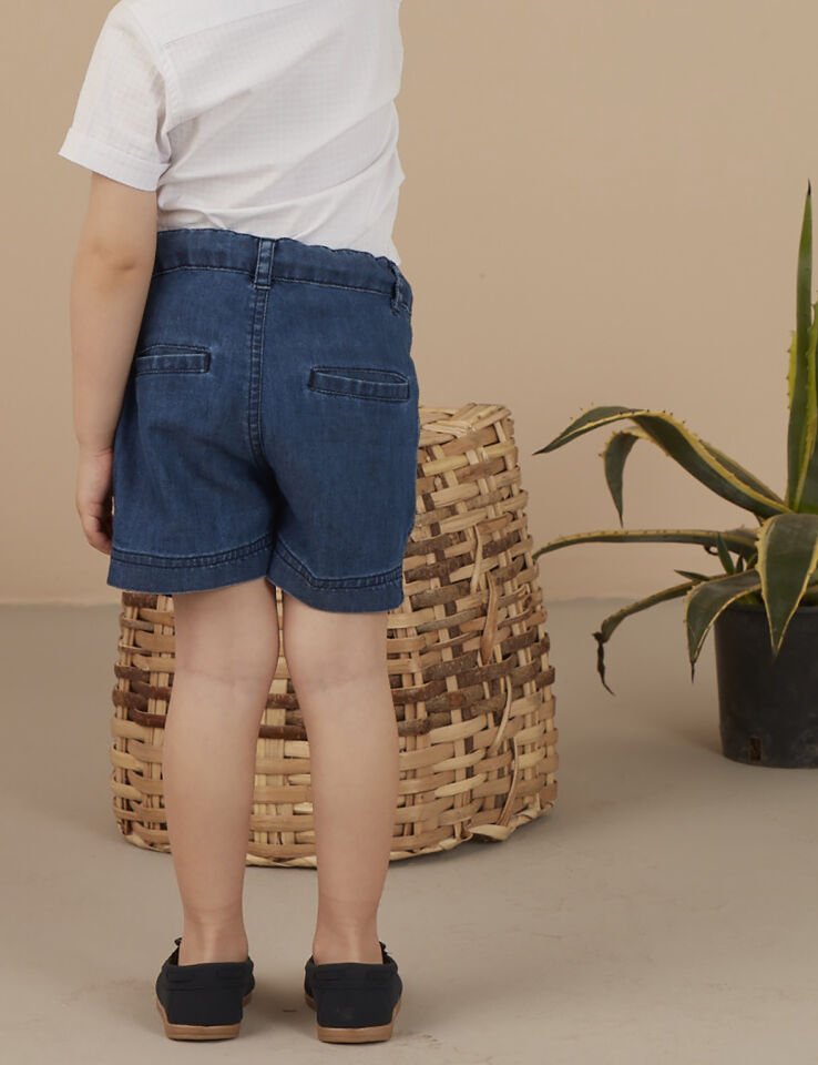 Pileli Erkek Çocuk Denim Şort 4 Y - Mavi