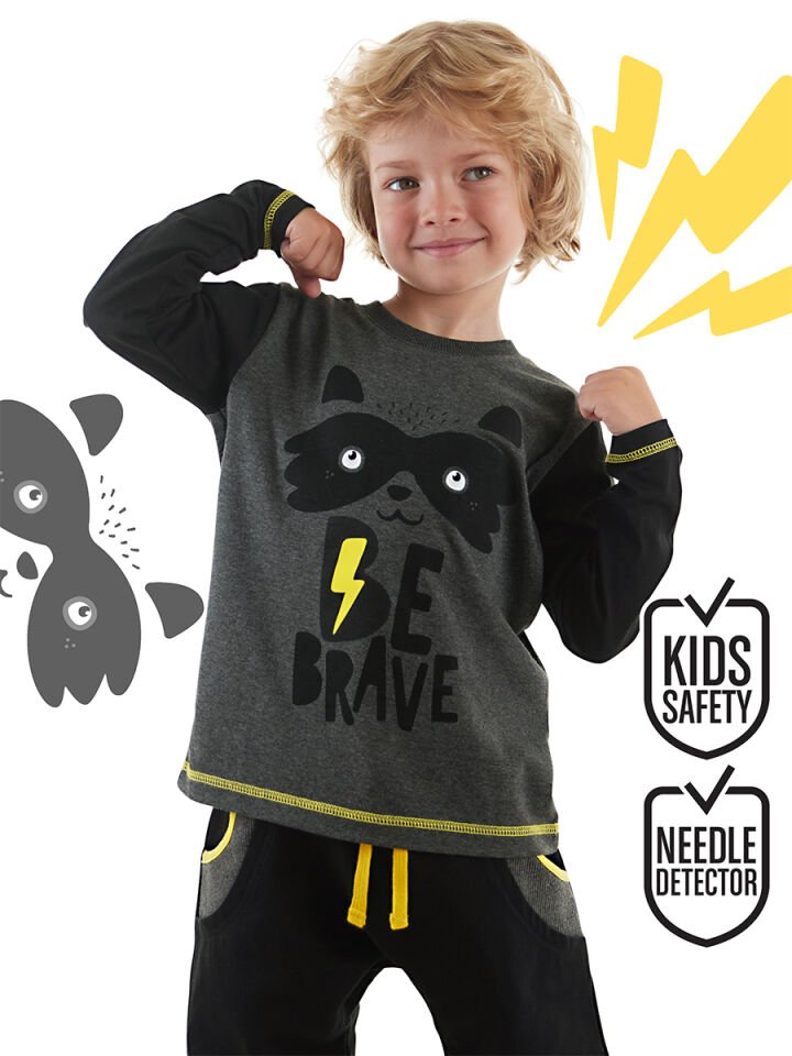 Be Brave Erkek Çocuk T-shirt Pantolon Takım 7 Y - Siyah