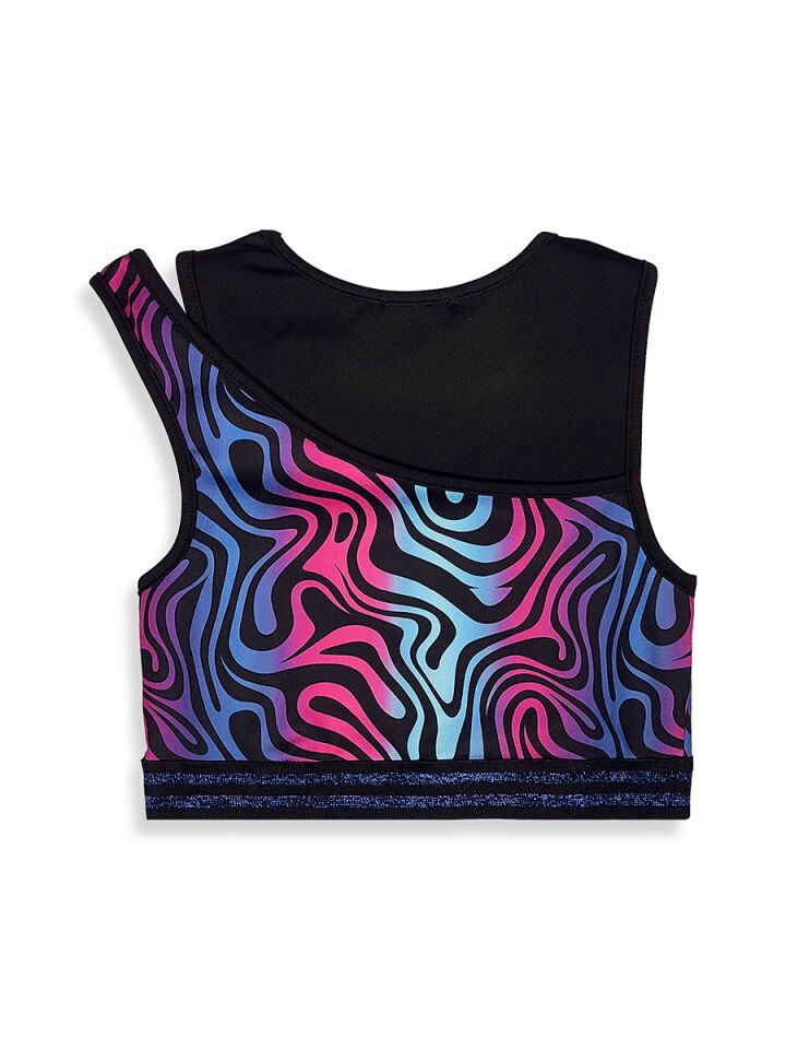 Renkli Zebra Crop Top Kız Çocuk Spor Tayt Takım