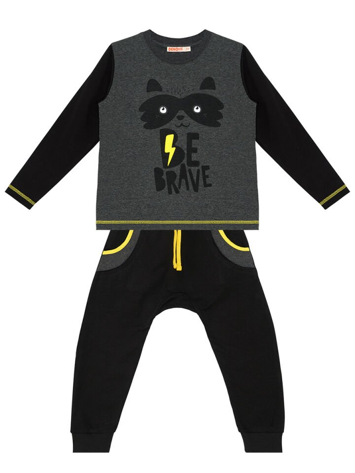 Be Brave Erkek Çocuk T-shirt Pantolon Takım 8 Y - Siyah