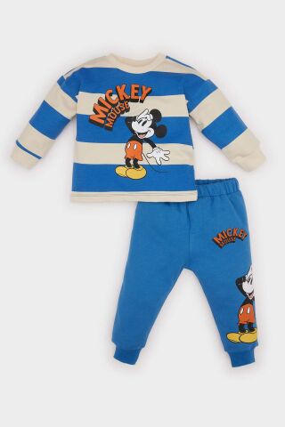 Erkek Bebek 2'li Takım Disney Mickey & Minnie Bisiklet Yaka Sweatshirt Eşofman Altı