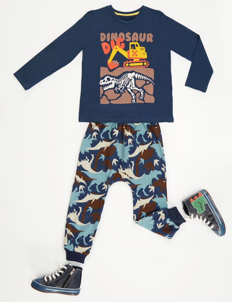 Dozer Dino Erkek Çocuk T-shirt Pantolon Takım 8 Y - Lacivert, Mavi