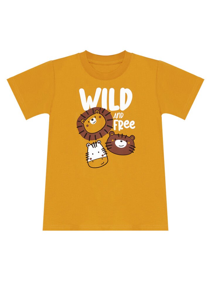 Wild Erkek Çocuk T-shirt Şort Takım 2 Y - Hardal