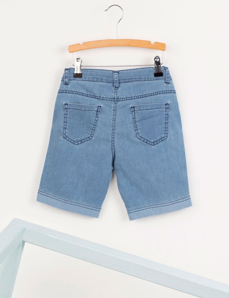 Açık Mavi Yıkamalı Erkek Çocuk Denim Şort