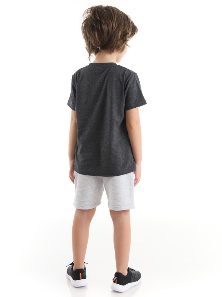 Ready Erkek Çocuk Koyu Gri T-Shirt Gri Şort Takım