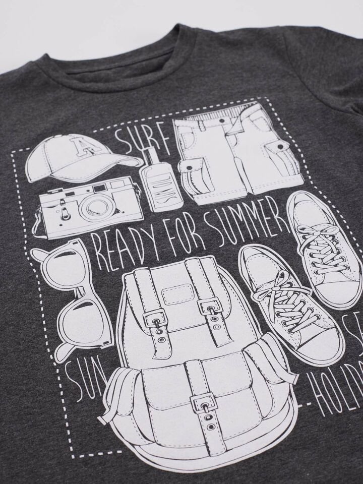 Ready Erkek Çocuk Koyu Gri T-Shirt Gri Şort Takım