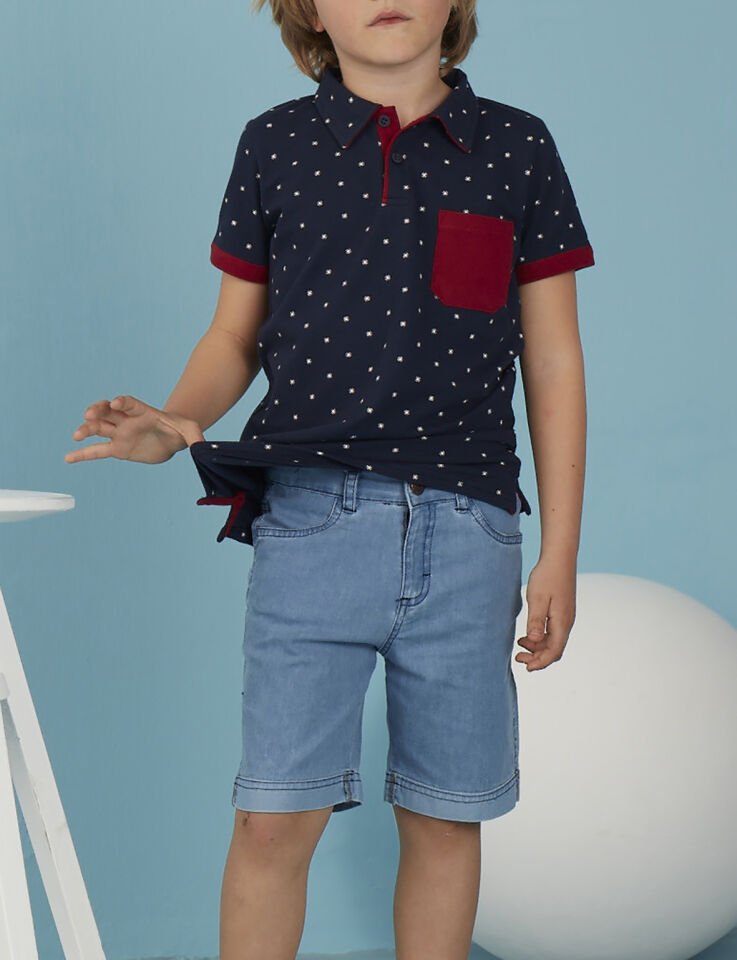 Açık Mavi Yıkamalı Erkek Çocuk Denim Şort 5 Y - Mavi