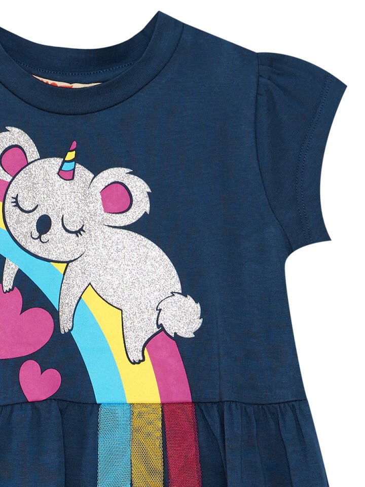 Koala Pamuklu Penye Kız Çocuk Lacivert Elbise 6 Y - Lacivert