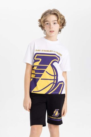 Erkek Çocuk NBA Los Angeles Lakers Oversize Geniş Kalıp Bisiklet Yaka Kısa Kollu Tişört