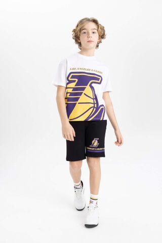 Erkek Çocuk NBA Los Angeles Lakers Oversize Geniş Kalıp Bisiklet Yaka Kısa Kollu Tişört