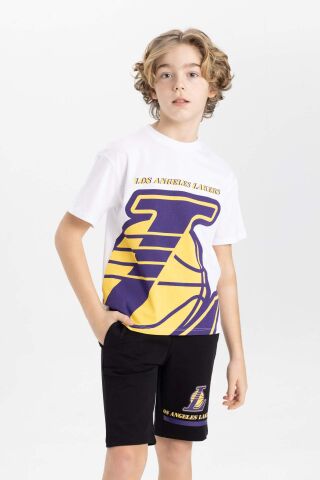 Erkek Çocuk NBA Los Angeles Lakers Oversize Geniş Kalıp Bisiklet Yaka Kısa Kollu Tişört