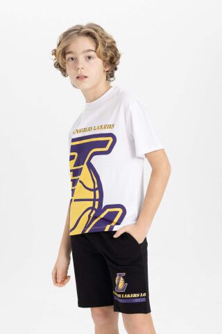 Erkek Çocuk NBA Los Angeles Lakers Oversize Geniş Kalıp Bisiklet Yaka Kısa Kollu Tişört