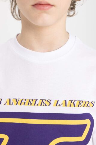 Erkek Çocuk NBA Los Angeles Lakers Oversize Geniş Kalıp Bisiklet Yaka Kısa Kollu Tişört