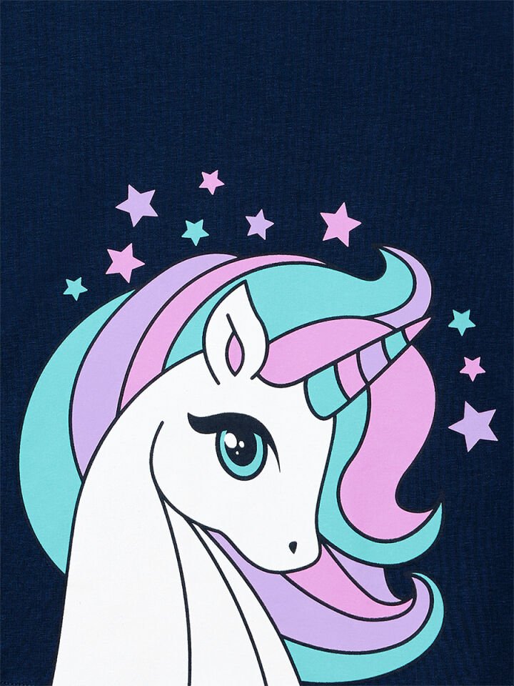 Renkli Unicorn Kız Çocuk Elbise 6 Y - Lacivert