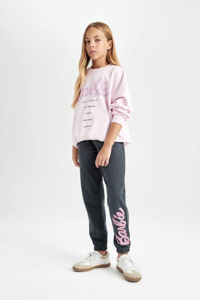 Kız Çocuk Barbie Beli Paçası Lastikli Cepli Jogger Eşofman Altı