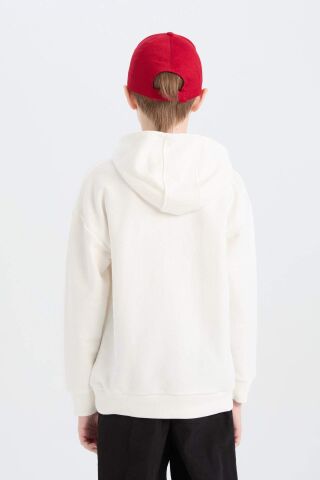 Erkek Çocuk Oversize Geniş Kalıp Kapüşonlu Nakışlı Sweatshirt