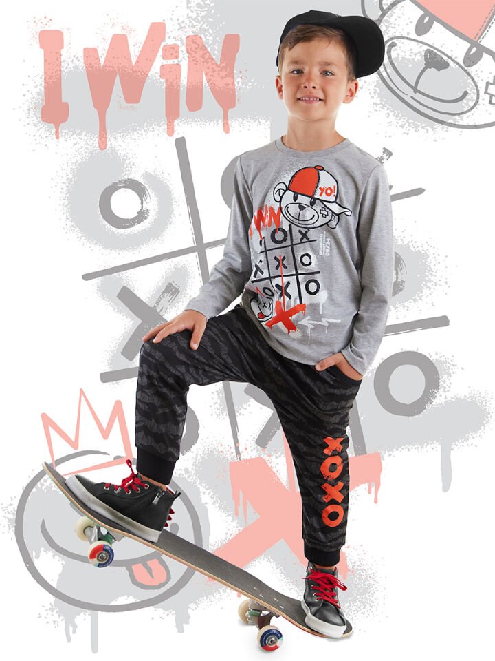 I Win Erkek Çocuk T-shirt Pantolon Takım 5 Y - Siyah