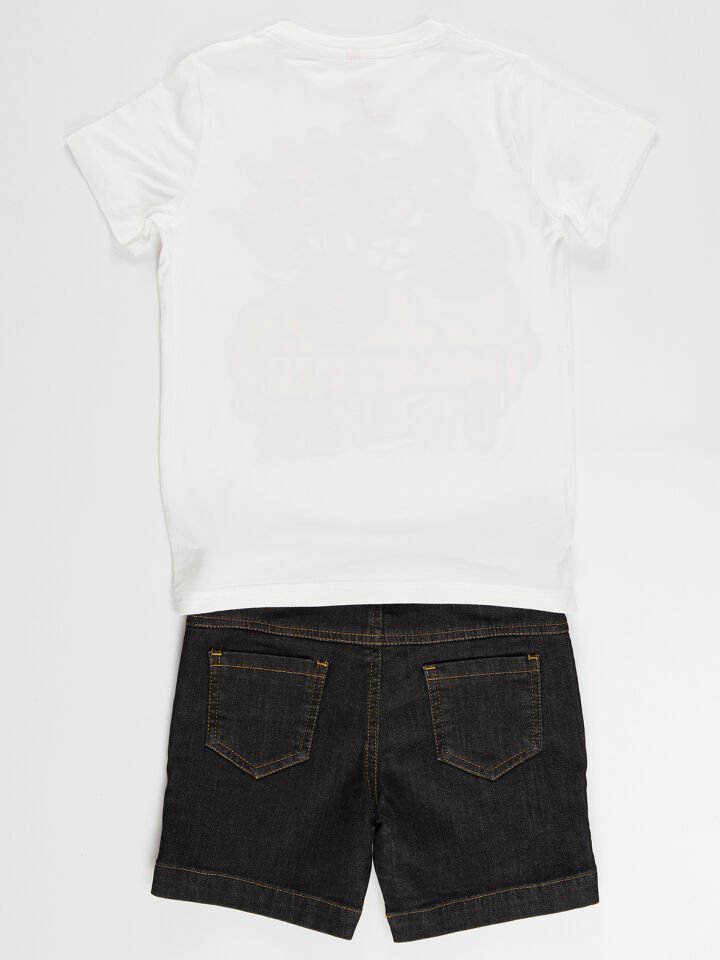 Canavar Araba Erkek Çocuk T-shirt Denim Şort Takım