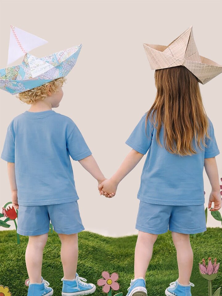 Oversize Mavi Unisex T-shirt Şort Takım