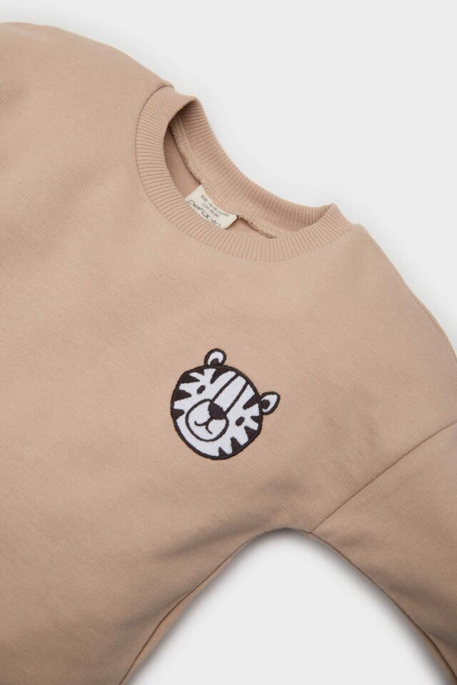 Erkek Bebek 2'li Takım Baskılı Sweatshirt Beli Lastikli Alt