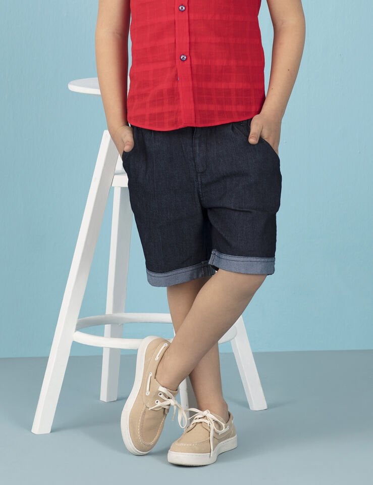 Duble Paça Erkek Çocuk Denim Şort