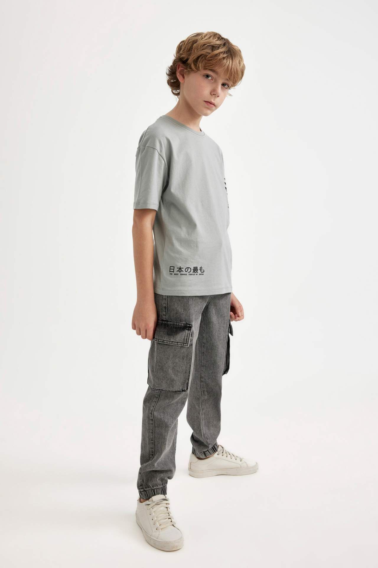 Erkek Çocuk Kargo Cepli Lastikli Paça Jogger Jean Pantolon