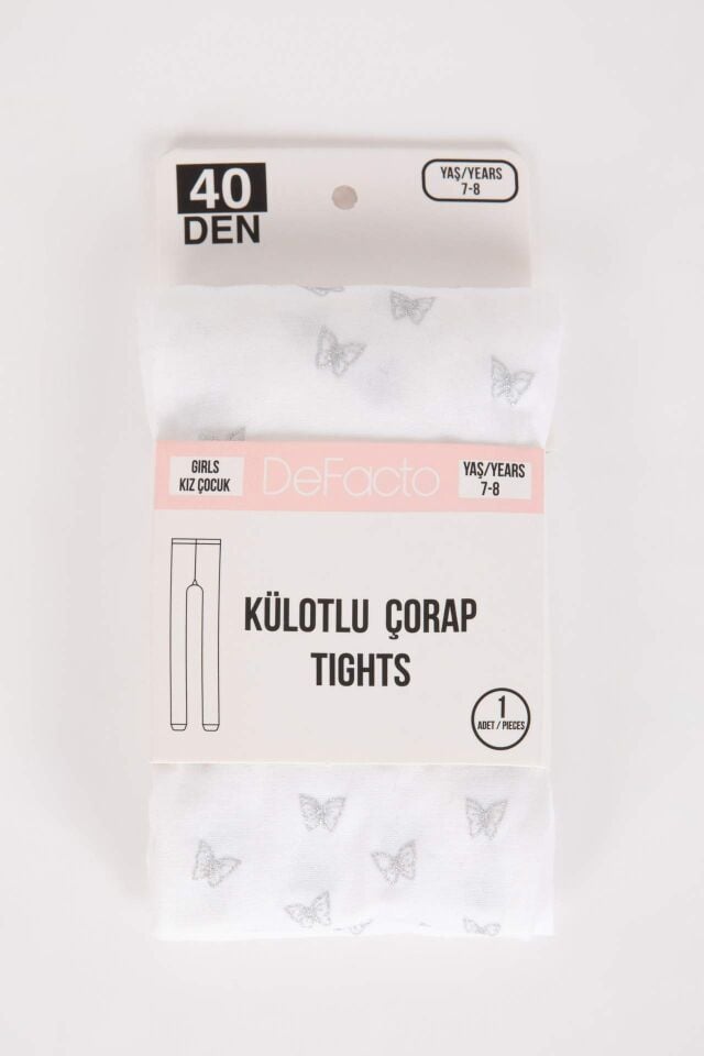 Kız Çocuk Kelebek Desenli Külotlu Çorap