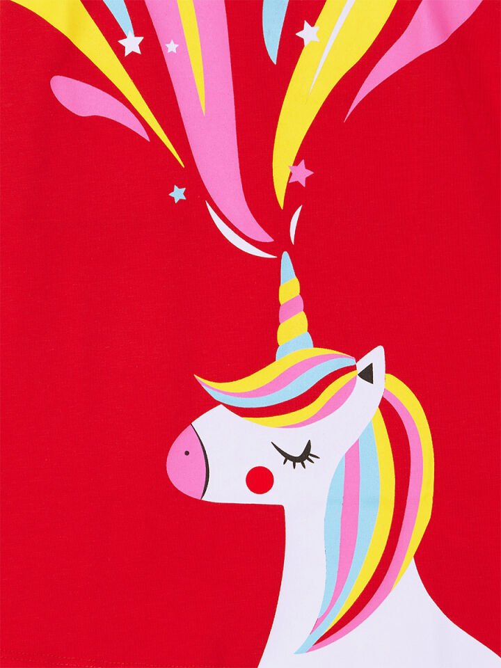 Unicorn Love Kız Çocuk Elbise 8 Y - Kırmızı
