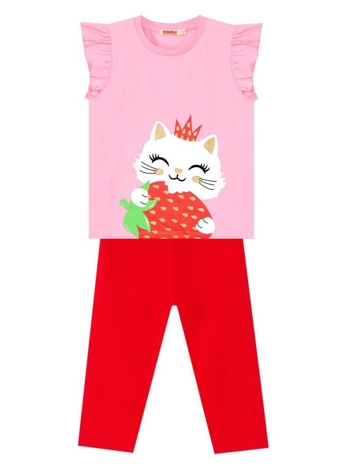 Çilek Kız Çocuk T-shirt Tayt Takım