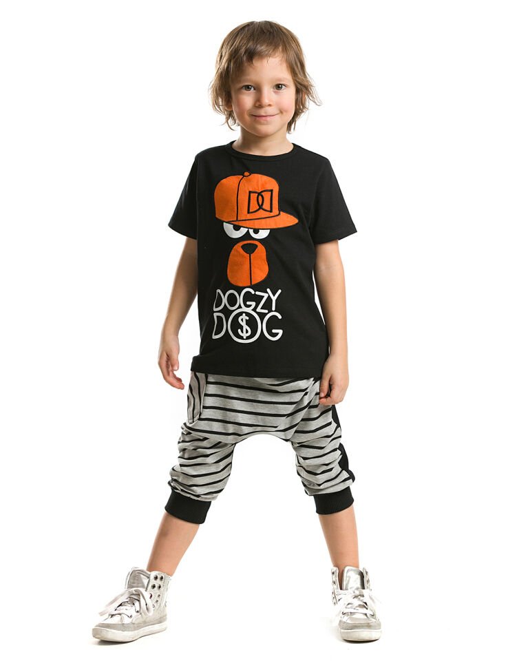 DD Hiphop Erkek Çocuk T-shirt Kapri Şort Takım 8 Y - Siyah, Gri
