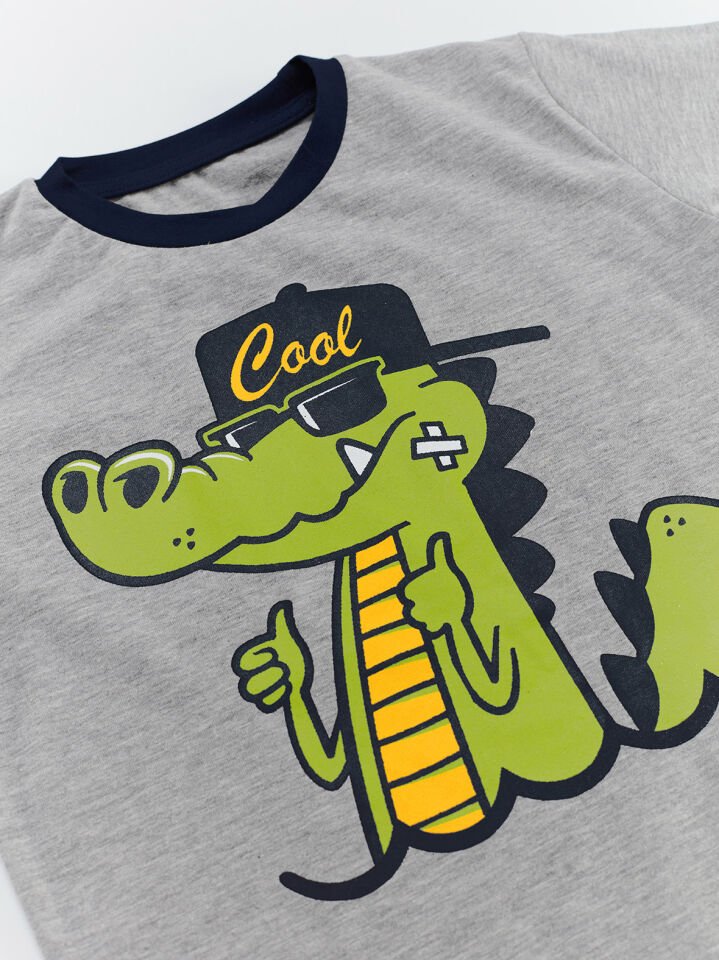 Kanka Timsah Erkek Çocuk T-shirt Şort Takım 6 Y - Lacivert-Gri