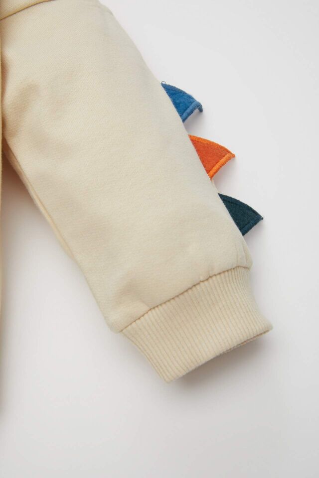 Erkek Bebek 2'li Takım 3D Dinozor Baskılı Bisiklet Yaka Sweatshirt Beli Lastikli Jogger Eşofman Altı