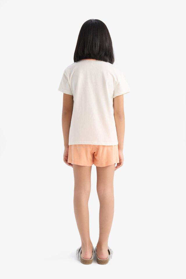 Kız Çocuk Pijama Takımı Kısa Kollu Pijama Üstü Esnek Belli Şort Pijama Altı