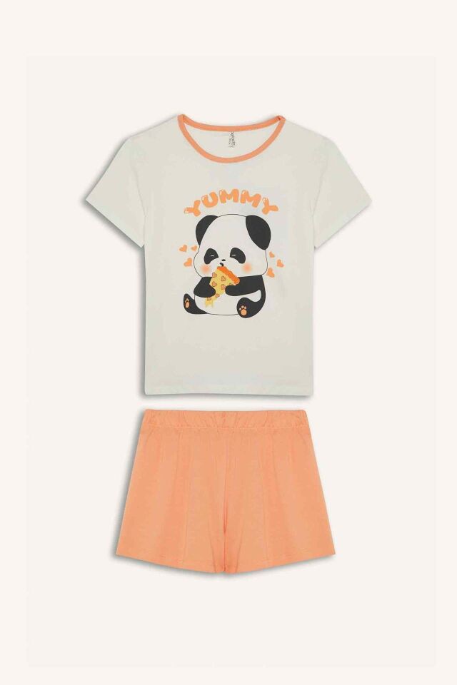 Kız Çocuk Pijama Takımı Kısa Kollu Pijama Üstü Esnek Belli Şort Pijama Altı