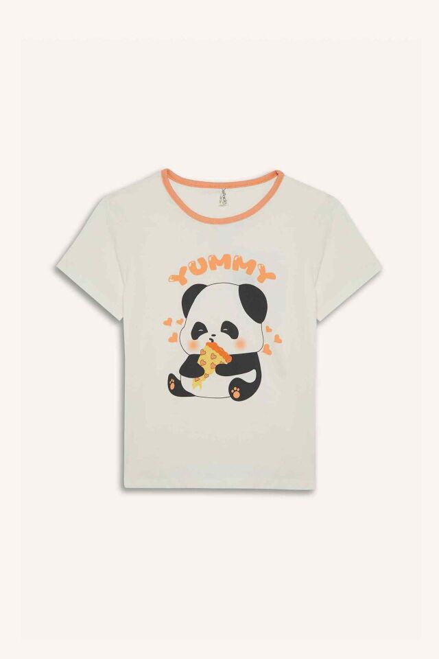 Kız Çocuk Pijama Takımı Kısa Kollu Pijama Üstü Esnek Belli Şort Pijama Altı