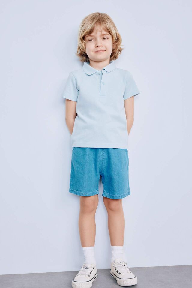 Erkek Bebek Pike Kısa Kollu Polo Basic Düz Tişört