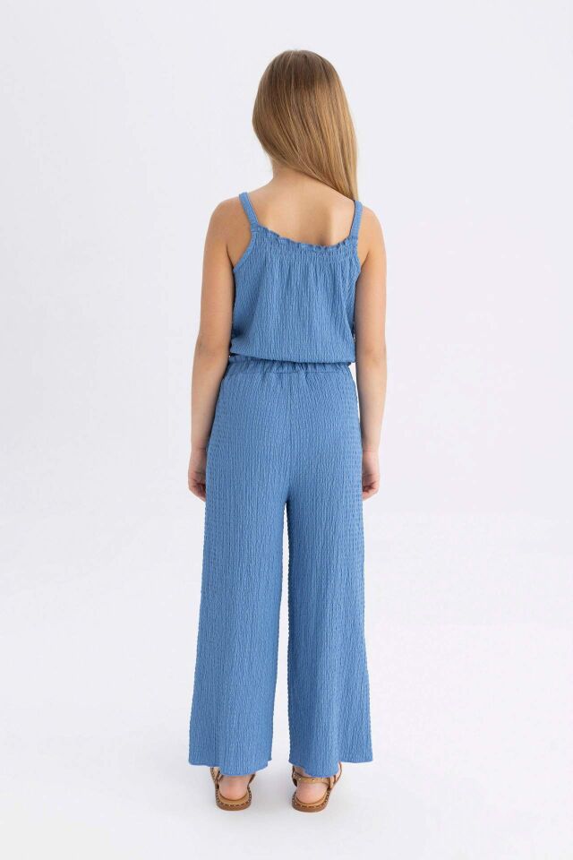 Kız Çocuk Wide Leg Geniş Bol Paça Beli Lastikli Bürümcük Pantolon