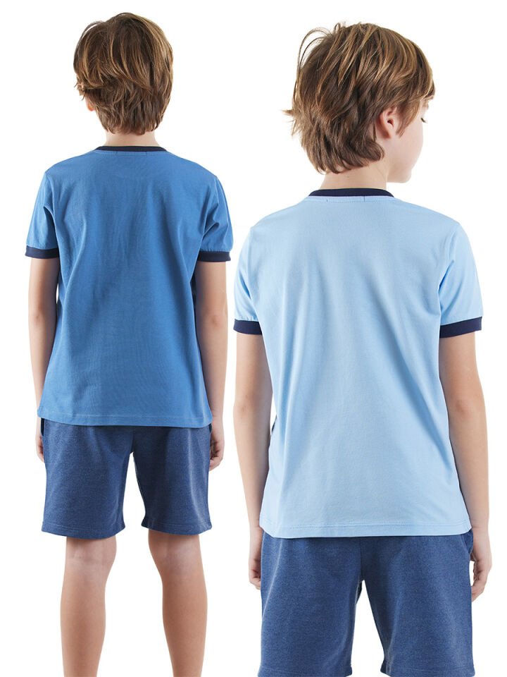 Rawr Erkek Çocuk 2'li T-shirt Takım 4 Y - Mavi