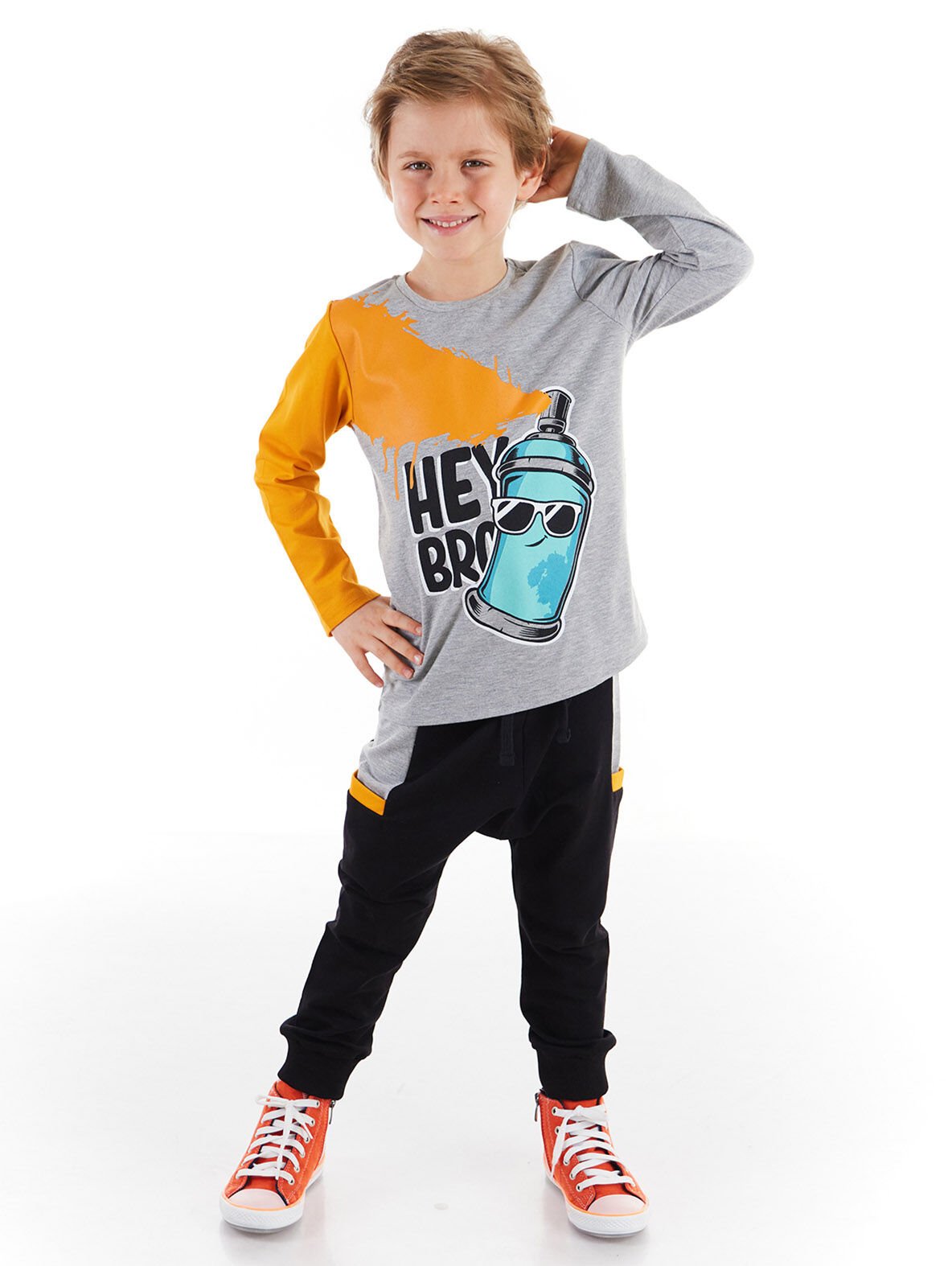 Hey Bro Erkek Çocuk Çocuk T-shirt Pantolon Takım