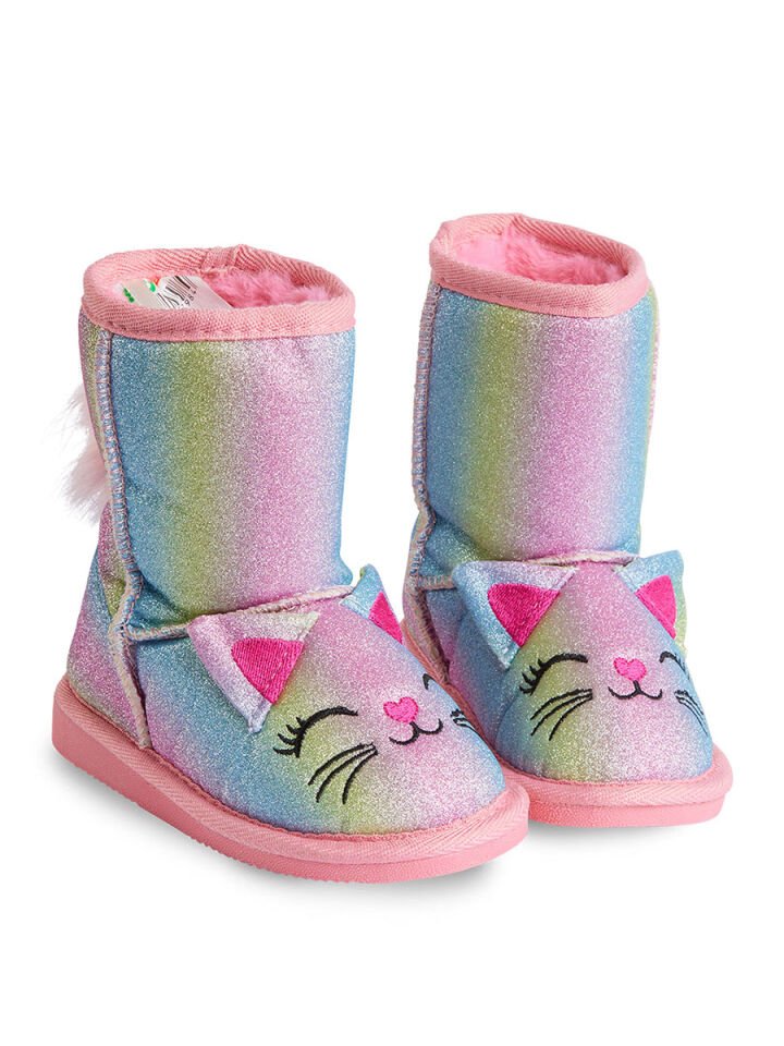 Kedi Renkli Simli Kız Çocuk Bot 27 N - Pembe