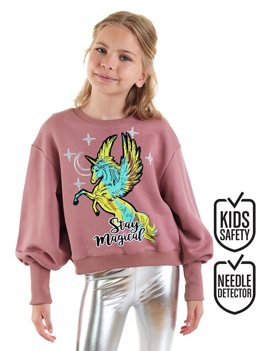 Unicorn Kız Çocuk Gül Kurusu Sweatshirt